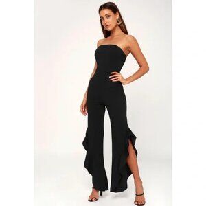 Lulus After Midnight Strapless Ruffle Leg Jumpsuit